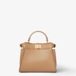 FENDI Peekaboo Mini Cappuccino brown leather bag with threading - Image 3